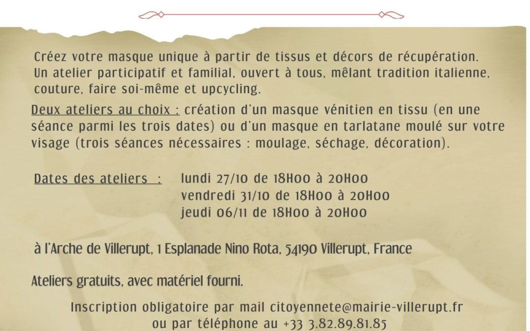 Atelier de confection de masque vénitien